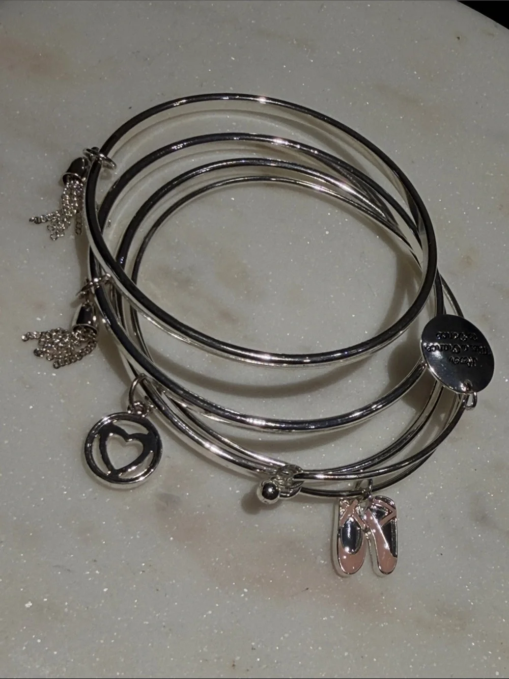 Women’s Silver-Tone Charm Bangle Bracelet Set